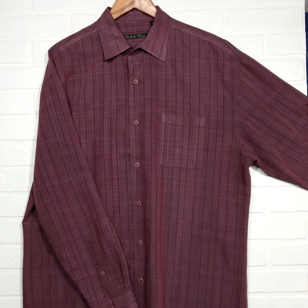 Batik Bay burgundy men's long sleeve button shirt XL - Picture 1 of 9